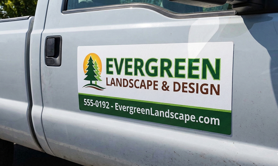 Car magnet on truck for business advertising